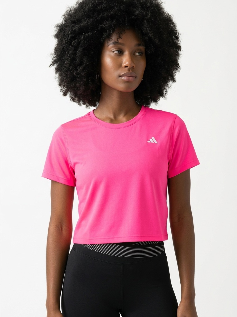 adidas Neon Pink Cropped Athletic Tee - Picture 7 of 16